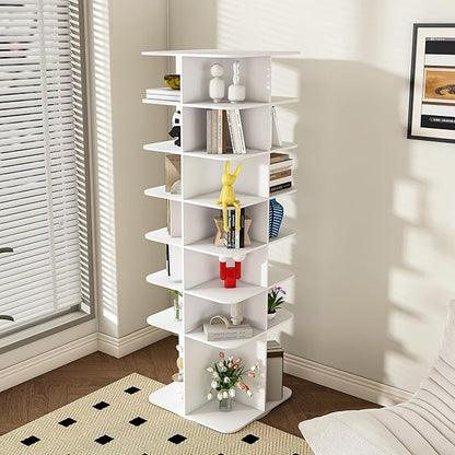 Rotating Shoe Rack Tower, 360-Degree Circular Storage Organizer for Shoes and Handbags, Vertical Space-Saving Cabinet for Entrance Hall, Independent Rotating Shoe Shelf