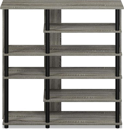 Furinno Turn-N-Tube Multi Storage Shoe Rack, 35.2"W 6-Tier, French Oak Grey/Black