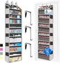 over the door organizer, Solid Bamboo Board (Not Plastic!) 6-Tier Heavy Duty 75LB, 12 Side Pockets, 3 Reinforced Hooks & Anti-Slip Pads, Waterproof & Washable, No Sagging, No Door Damage,Matte Black