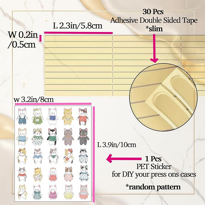 12 Pcs Press On Nail Containers 3x3in Pink Plastic Nail Tips Holder,Organizer Box with 30 Adhesive Glue Tabs for Fake Nail Display,Nail Storage Case for Salon Business & Home Use