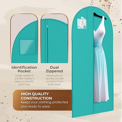 Luxury On the Go Black Suit Bag, Dress, and Travel Gown Garment Bags – 54" Hanging Garment Bag with Clear ID Window – Lightweight & Tear-Resistant – 3 Pack for Dresses, Prom, Evening Gown
