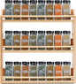 Bamboo Spice Rack Organizer, 3 Tier Spice Storage Rack with Handles, Wood Seasoning Jars Shelf for Kitchen Counter, Pantry or Wall Mounting