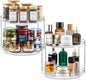 2 SET 2 Tier Non-Skid Acrylic Lazy Susan Organizer - Rotating Spice Rack - Turntable Spinning Organization for Kitchen, Pantry, Countertop, Closet, Bathroom, Vanity, Medicine Cabinet Organizing,9.25''
