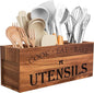 Suli Extra Large Kitchen Utensils Holder with 4 Compartments (Acacia Brown)