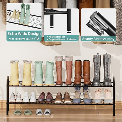 viewcare 2-Tier Shoe Rack for Closet, Extra Long Shoe Rack for Entryway & Garage, Sturdy Metal Construction, Shoe Organizer Holds 9-13 Pairs