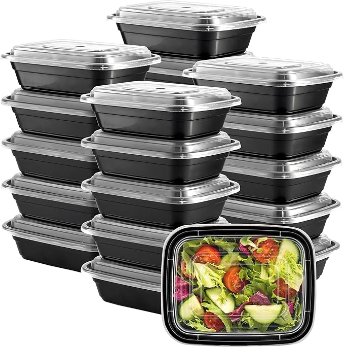 GUSTO 12 oz -1 Compartment Meal Prep Containers with Lids – [50 Count] Reusable, Microwaveable, Dishwasher & Freezer Safe, BPA-Free Food Storage Boxes for Portion Control (Formerly Comfy Package)