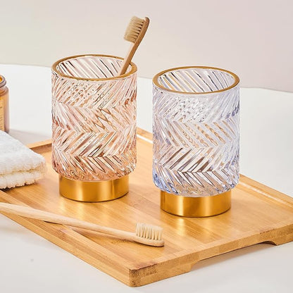 Makeup Brush Holder Organizer,Toothbrush Holders,Desk Pen Pencil Holder,Multifunctional Vintage Glass Brush Cup（A40-10-US）