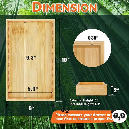 Lixple Bamboo Drawer Organizer for Kitchen Utensils, 2 Pack Stackable Bamboo Kitchen Drawer Organizers, Silverware & Utensil Drawer Trays, 10" x 6" x 2" (Outer), 9.3" x 5.3" x 1.3" (Inner)