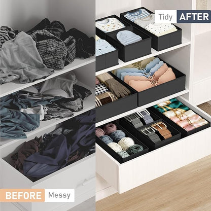 DIMJ Drawer Organizer Clothes Storage - 28 Pack Baby Dresser Organizer for Nursery, Foldable Closet Drawer Organizer Bins for Bedroom Organization, Fabric Storage Dividers for Socks, Underwears, Bras