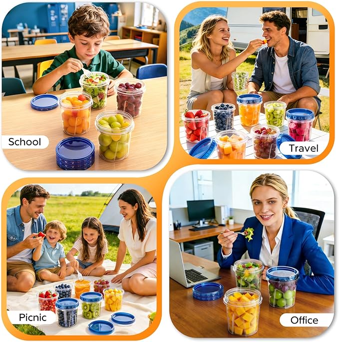 Freezer Storage Containers, [12 Pack-24 Oz] Airtight Plastic Food Storage Containers with Twist Top Lids, Soup, Meal Prep Containers | BPA Free | Stackable | Leakproof | Microwave/Dishwasher Safe