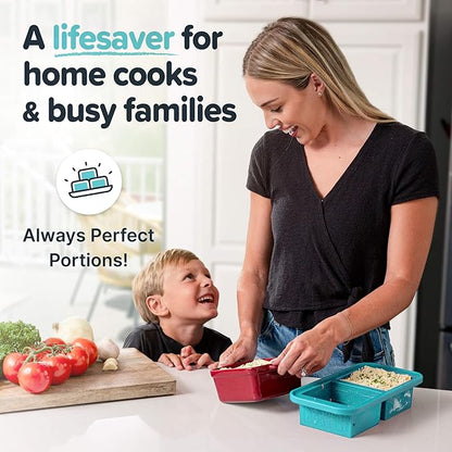 Souper Cubes 2 Cup Silicone Freezer Tray with Lid, Perfect for Storing Lasagna, Leftovers, Sauces, Portioned Meals and More, Silicone Freezer Mold for Meal Prepping - Aqua - 1-Pack