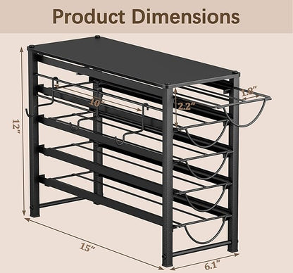HFHOME Coffee Pod Holder For Counter, Pod Holder for K-cups, 5-tier Metal Coffee Capsule Storage Drawer, 70 Capacity Pods Organizer for Cafe Counter, Home, Office or Kitchen,3 cup rack, Black