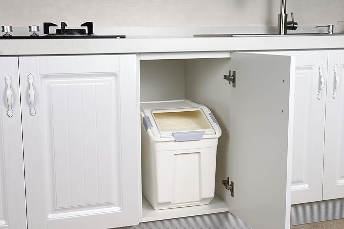 EonTone Flour Storage Container 25 Liters (30 Lb‎) Pack-6 with Lockable Lid Wheels BPA-Free Ingredient Storage Bins