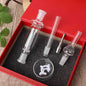 Glass Nectar Collector for Dabs, Honey Dispenser with Stand Honey Comb Shaped Pot, Syrup and Sugar Jar Pot, No Drip with High Capacity Pourer Dispenser