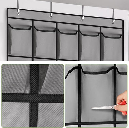 Meolsaek Over the Door Shoe Organizer with 40 Breathable Mesh Pockets, Hanging Shoe Organizer for Door with 4 Metal Hooks, Shoe Organizer for Closet, Bedroom, Bathroom, Pantry, 76.4" x 27.5" x 5"