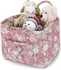 Storage Basket Boho Fabric Large Collapsible Floral Laundry Nursery Hamper Portable Folding Storage for Clothes Toys (Pink)