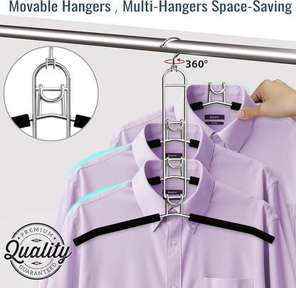 Clothes Hangers Space Saving, Newly Upgraded Detachable Shirt Hangers, 4-Tier Non-Slip Coat Hanger with 360° Swivel Hook for Closet Organizers and Storage Shirt,Sweater,Suit - 4 Pack, Patent Pending