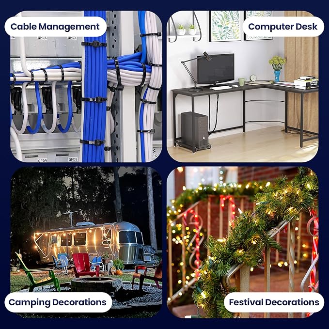 Multipurpose Magnetic Cable Zip Tie Mounts - Includes 10pcs Magnet Cable Mount & 100pcs Zip Ties, 22mm Magnetic Zip Tie Wire Holder Organizer for Home, Office, Car, Garage Cable Management