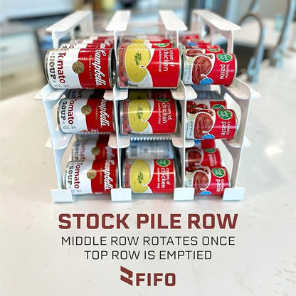 FIFO Can Tracker 3-Pack - 3-Tier Rotating Food Can Organizer for Pantry, Expandable Soda Can Storage for Kitchen, Holds 54 Cans of Food or Soda