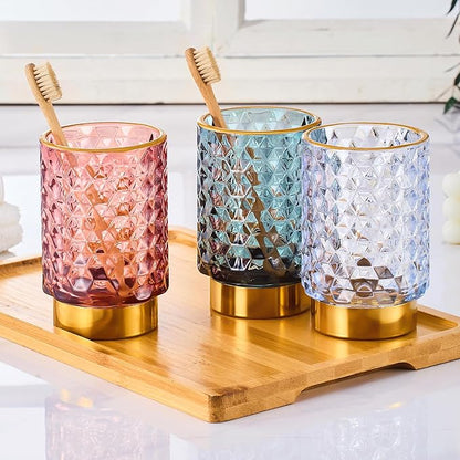 Makeup Brush Holder Organizer,Toothbrush Holders,Desk Pen Pencil Holder,Multifunctional Vintage Glass Brush Cup（A46-4-US）