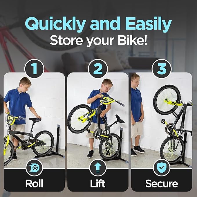 Bike Nook Bike Stand & Vertical Storage Rack The Original Vertical Bicycle Floor Stand for Garage Storage and Indoor and Outdoor use, Perfect Bike Accessories for Small Spaces with No Drilling