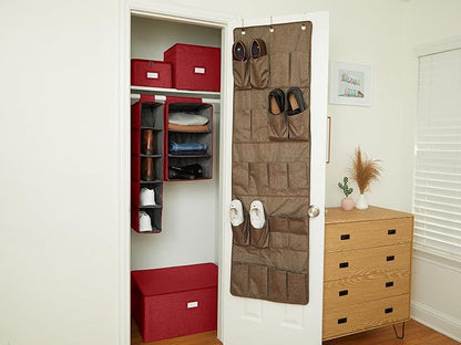 Covermates Keepsakes Hanging Shoe Organizer - Heavy Duty Material, Sturdy Interior Shelves - Closet Storage, Red Heather