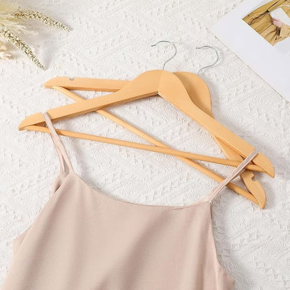 Wooden Coat Hangers 20 Pack,Nature Color with Shoulder Notches Suitable for Slip Dresses,Shirts, Blouses,Coats,360° Rotating Silver Hook Solid Wood Hanger
