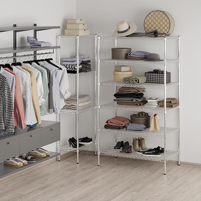 24" Deep x 42" Wide x 74" Height Wire Shelving Kit | 6-Tier | NSF Commercial Storage Rack Unit