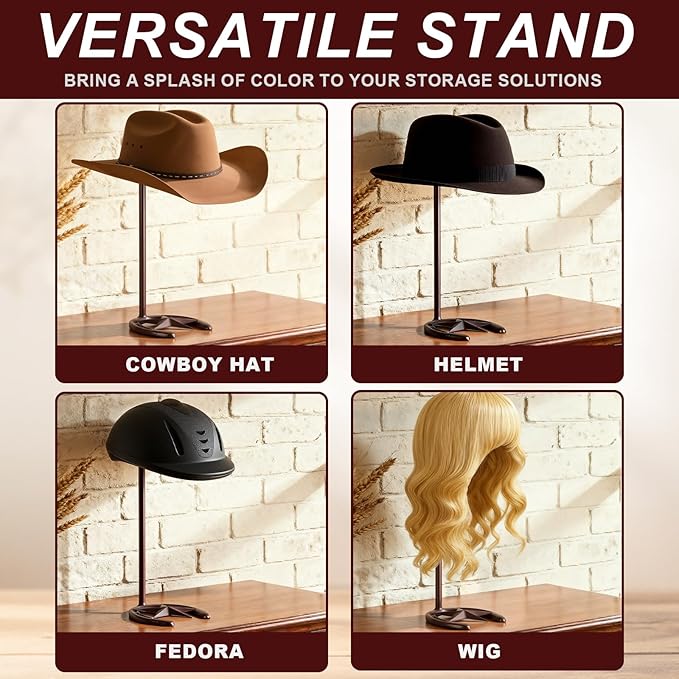 2 Pack Cowboy Hat Rack Stand Cowboy Hat Display Holder with Western Horseshoe Decor Vintage Gifts for Fedoras, Sun Hats, Iron & Bronze, Equestrian Supply (Stylish)