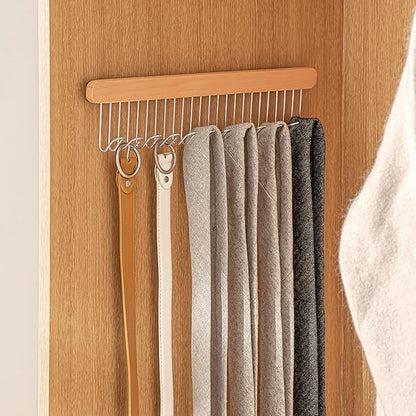 Pull Out Bra Hanger for Closet, Sliding Hooks Rack for Belt Ties Tank Top Scarf Jewelry, Space Saving Organizr for Wardrobe Cabinet, Left Side 12 Hooks Rail, 2 Pcs