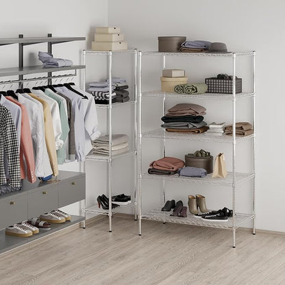 24" Deep x 42" Wide x 74" Height Wire Shelving Kit | 5-Tier | NSF Commercial Storage Rack Unit