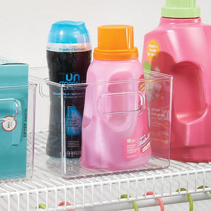 iDesign Fridge Storage Bin Set - Includes Bins with Handles and Water Bottle Holder, Set of 8, Clear