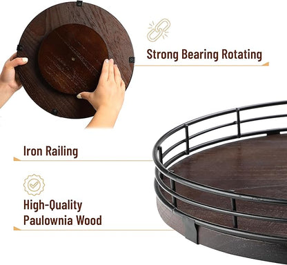 BAMBOO LAND- Lazy Susan Turntable Organizer, 13" Walnut, Lazy Susan for Table Top