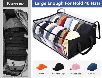 AOODA Wide Hat Storage for Baseball Caps, Large Capacity Hat Organizer for Closet Cap Holder Holds up to 40 Snapbacks, Black