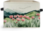 Inspirational Mountain Wildflower Storage Box Bins, Motivational Quote Floral Mountain Collapsible Storage Basket Organizer for Bedroom Laundry Room Home Clothes Books, Decor for Room