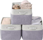 DECOMOMO Storage Bins, Large Fabric Storage Baskets for Shelves, Decorative Linen Closet Organizer, 15 x 11 x 9.5 inches (Purple & White, 3 Pack)