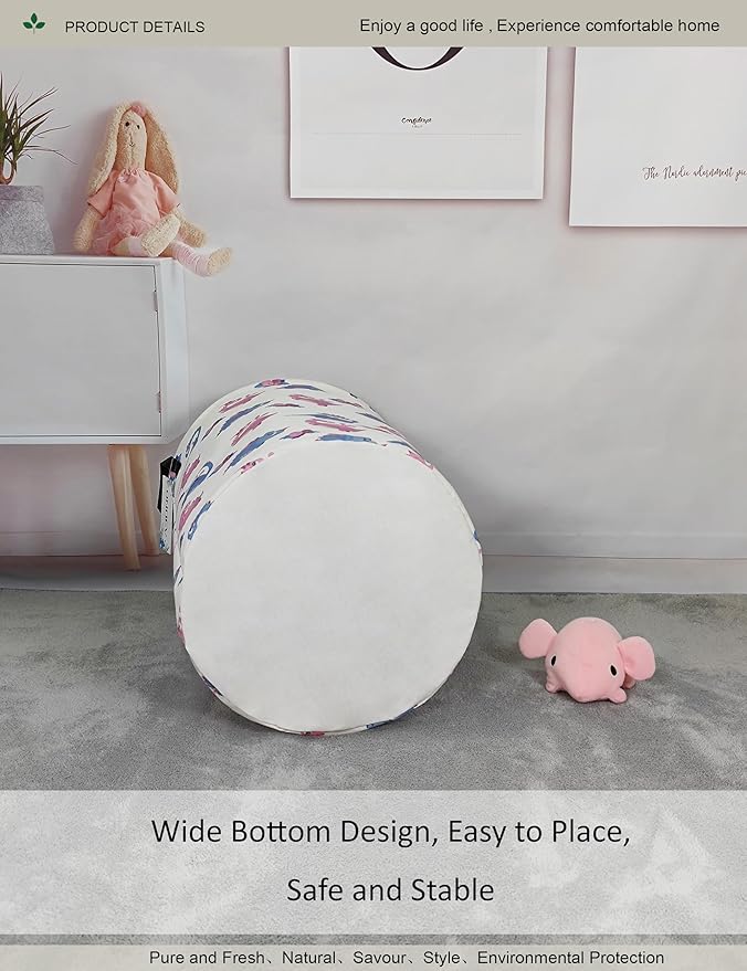 Round waterproof laundry basket,foldable storage basket,laundry Hampers with handle,gift basket,suitable for children's room and toy storage (Pink Dinosaur)