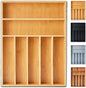 Silverware Organizer, 12.5 Inch Utensil Organizer Kitchen Drawer Organizer Bamboo Silverware Holder Cutlery Tray Organizer in Drawer Flatware Organizer Tray(7 slots, Natural）