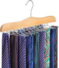TOPIA HANGER Tie Rack Hanger for Closet, Wooden Tie Organizer for Men with 24 Folding Hooks, Space Saving Necktie Holder for Storage and Display Bra, Tank Top, Camisole (1-Pack), Natural- CT14N