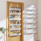 Pantry Door Organizers and Storage, 6-Tier Large Metal Heavy-Duty Frame Over the Door Spice Rack, 2 in 1 Wall-Mounted or Hanging shelf for Kitchen, Bathroom, Laundry Room, Bedroom, Closet &Nursery