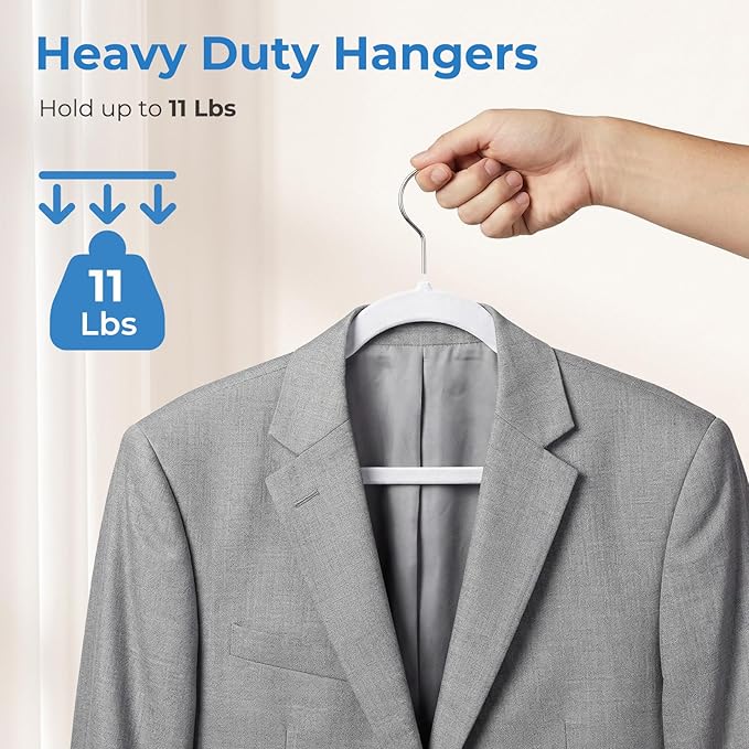 Smartor White Velvet Hangers 50 Pack, Non Slip Clothes Hangers with Shoulder Notches, Premium Slim Space Saving Felt Hanger for Closet Organizers and Storage, Heavy Duty Hanger for Coat