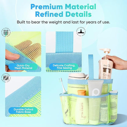 EUDELE Mesh Shower Caddy Portable, 8-Pocket Large Capacity, Quick Dry, Easy Clean, Ideal for Beach, Swimming, Gym, Travel