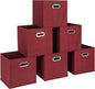 Household Essentials Foldable Fabric Storage Cubes 6-Pack – 11x11x11 Stackable Non-Woven Bins with Chipboard Sides & Grommet Handles – Closet, Shelf, Nursery, or Office Organizer – Burgundy
