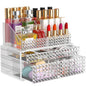 Awenia 2 Pack Makeup Organizer with Drawers[Upgraded]-Acrylic Make up Organizers and Storage Case for Cosmetics,Brush,Perfume,Jewelry Display, Vanity and Bathroom Accessories
