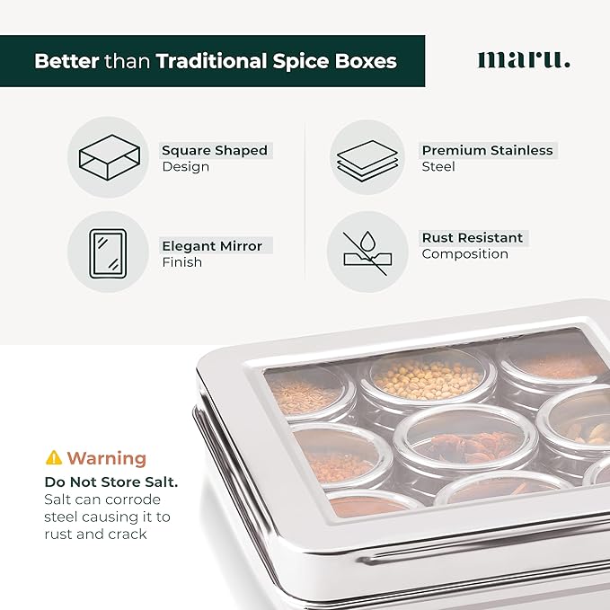 MARU Spice Box (9IN1_SQUARE WITH INNER LIDS)