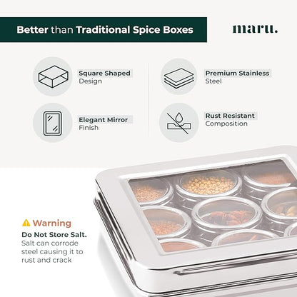 MARU Spice Box (9IN1_SQUARE WITH INNER LIDS)