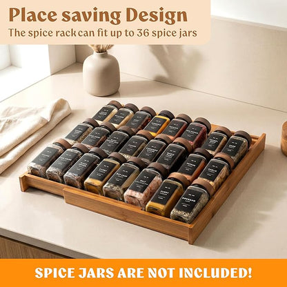 EDELHAUS Spice Drawer Organizer - Expandable Spice Rack for Drawer, Black Seasoning Organizer for Drawer Spice Organizer, Spice Organization Seasoning rack insert for Cabinet (Jars Not Included)