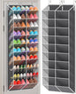 20-30 Pairs Over the Door Shoe Organizer, Breathable Mesh Pocket Hanging Shoe Storage for Closet, 10-Tier Door Shoes Rack, Handing Shoes Holder Fit All the Family's Sneakers, Boots, Heels, Dark Grey