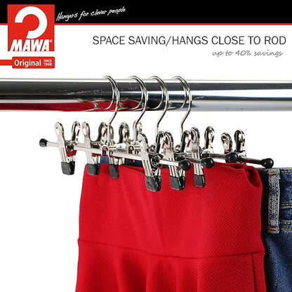 MAWA By Reston Lloyd Non-Slip-Space Saving Clothing Hanger for Pant/Skirts with Two Non-Slip Clips, Style K/30D, 12" Width, Set of 300, Black