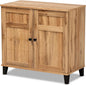 Baxton Studio Glidden Modern and Contemporary Oak Brown Finished Wood 2-Door Shoe Storage Cabinet
